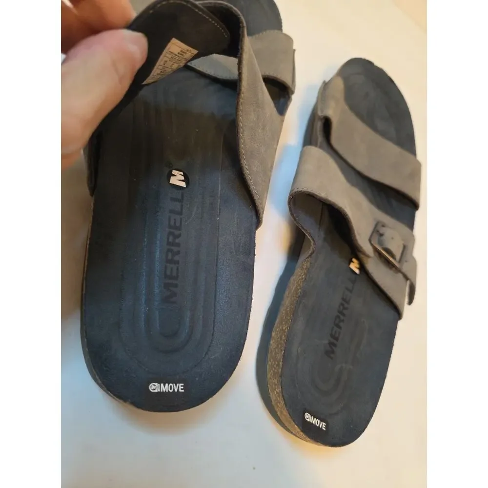 Merrell Mens Size 14 Granite Nubuck Leather Sandals Slides